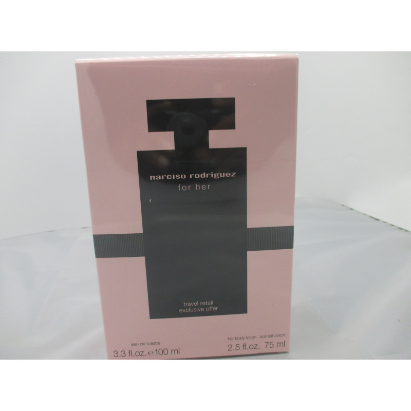 Narciso Rodriguez For Her  Coffret EDT  100 ml +Lait  Corps 75ml  Femme  Sous Blister